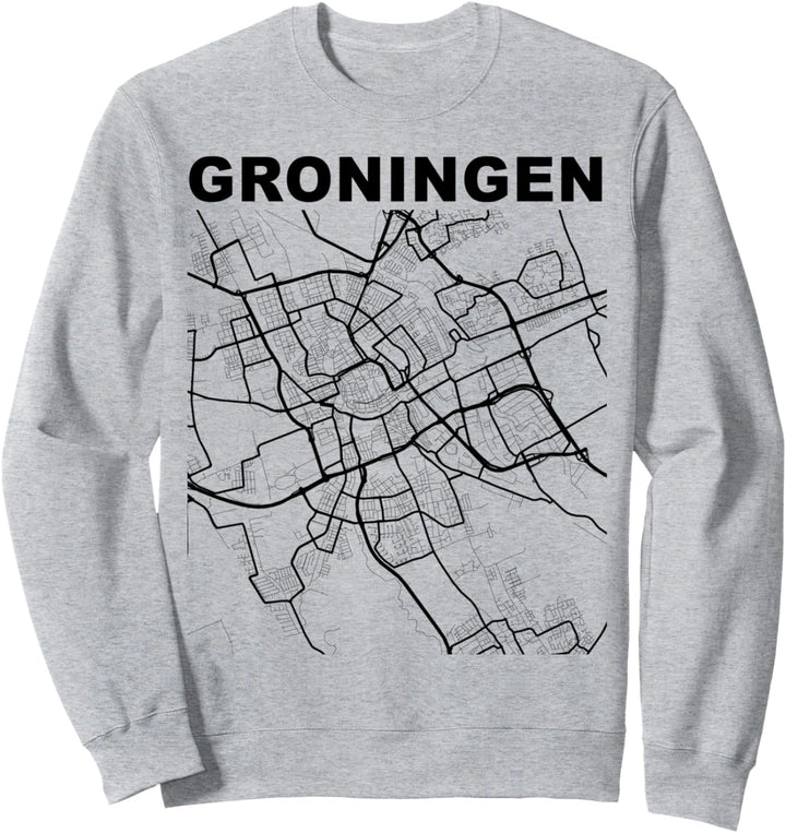 Groningen Stadt Strassenkarte Niederlande Souvenir Sweatshirt