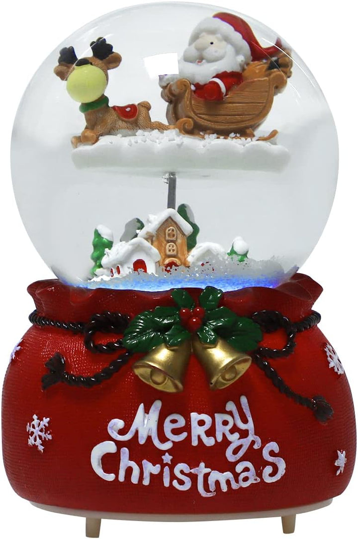 Schneekugel Weihnachtsmann Deko Schüttelkugel Musik Kristallkugel mit Schneeflocken Nachtlicht Glask