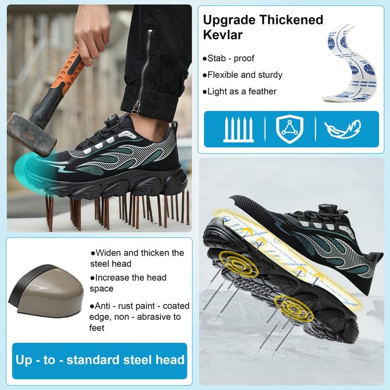 Mitudidi Sicherheitsschuhe Herren Unisex Stahlkappenschuhe Sportliche Arbeitsschuhe Damen Atmungsakt