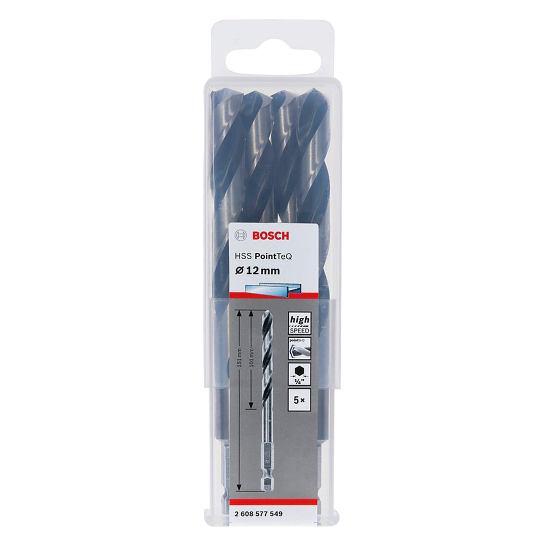 Bosch Accessories 10 Stück PointTeQ Sechskantbohrer (für Metall, Ø: 12 mm, Arbeitslänge: 101 mm, Ges
