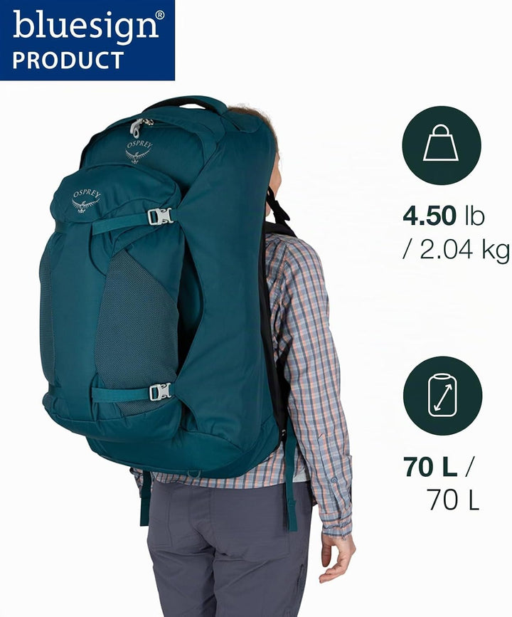 Osprey Damen Fairview Unisex Reiserucksack Rucksack (1er Pack) O/S - Fassungsvermögen 70L Schwarz, O