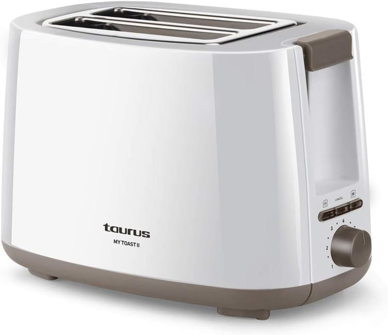 Taurus Mytoast II - Zwei-Schlitz-Toaster | 750W | Funktionen Stopp | Wiederaufwärmen und Auftauen |