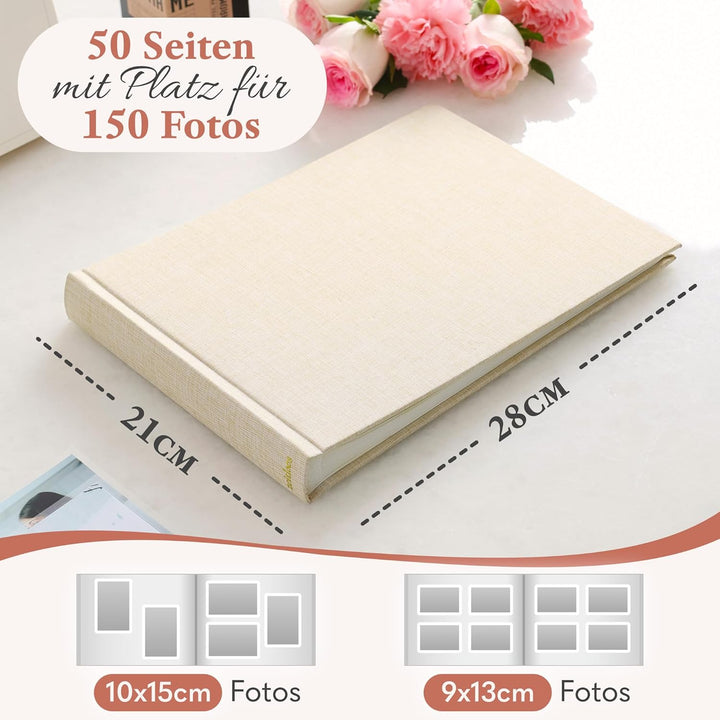 Zeitloos Das Fotoalbum für die Ewigkeit - Platz für 150 Fotos (50 Seiten oder 25 Blatt). Fotoalbum l