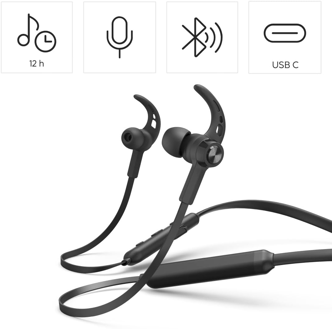 Hama Bluetooth Kopfhörer In Ear „Freedom Neck III“ (Sport Kopfhörer zum Joggen, mit Nackenbügel, Hea
