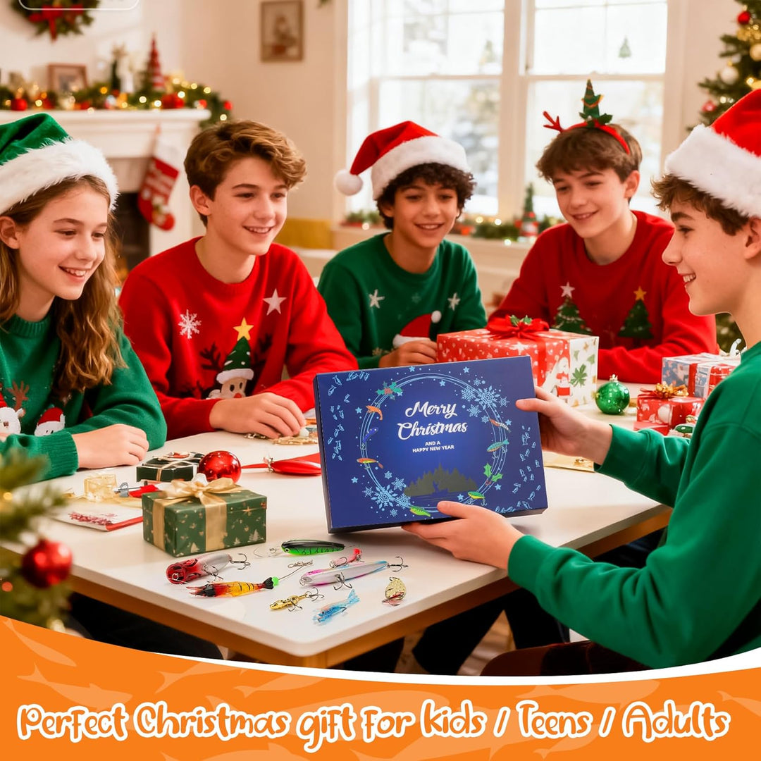 Angeln Adventskalender 2025 Männer Teenager Junge, 24 Tage Premiumköder, Adventskalender Geschenk fü