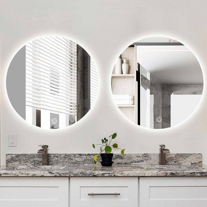 SensaHome – Runder Badezimmerspiegel ohne Rahmen mit LED-Beleuchtung – dimmbar – Wandspiegel – 60 cm