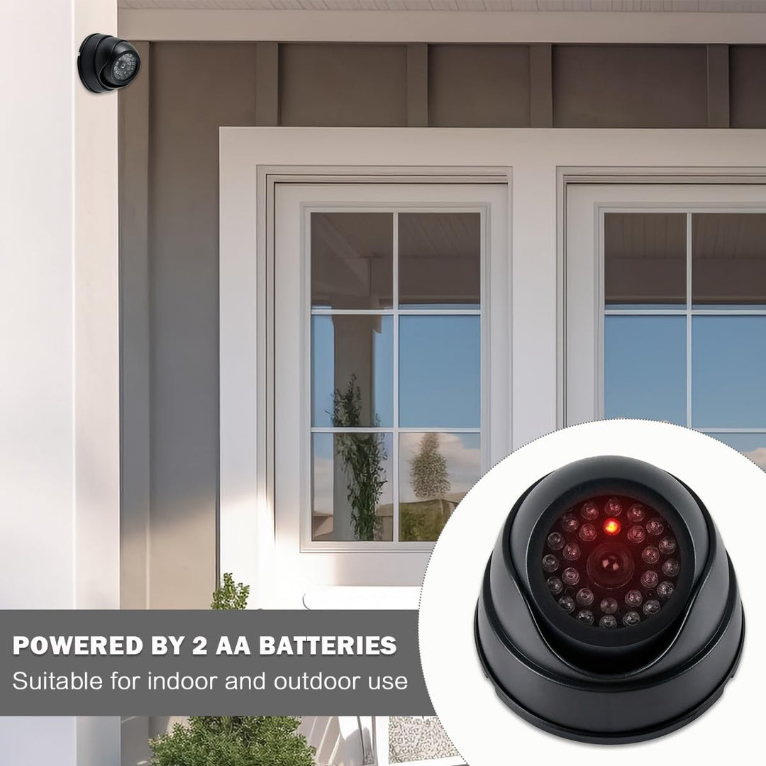 BUYGOO 2 pcs Kamera Attrappe, CCTV Dummy Sicherheits Dome Kameras, Fake überwachungskamera mit Rot B