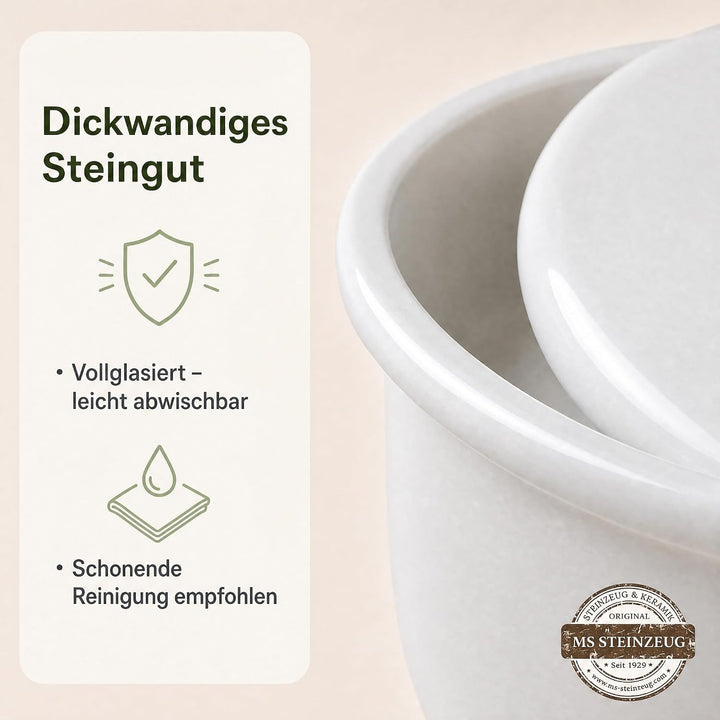 Brottopf in weiss - Brotkasten - oval - Steingut mit Belüftung