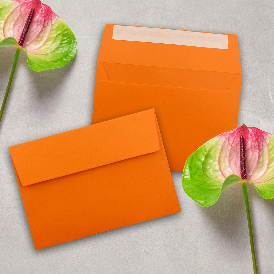 200x Briefumschläge Orange DIN C6 Format 11,4 x 16,2 cm - Haftklebung - Kuverts ohne Fenster - Weihn