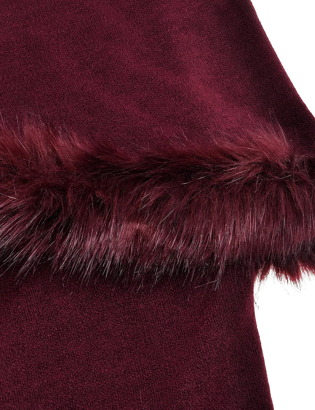 ZLYC Damen Winter Kunstpelz Poncho Strick Schal Stola Warm Cape Cardigan Dunkelrot, Dunkelrot