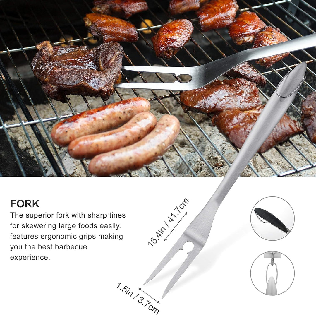 grilljoy 8-TLG Edelstahl Grillbesteck Set mit Grilltasche – Hochwertiges Grillzange Set für Garten &