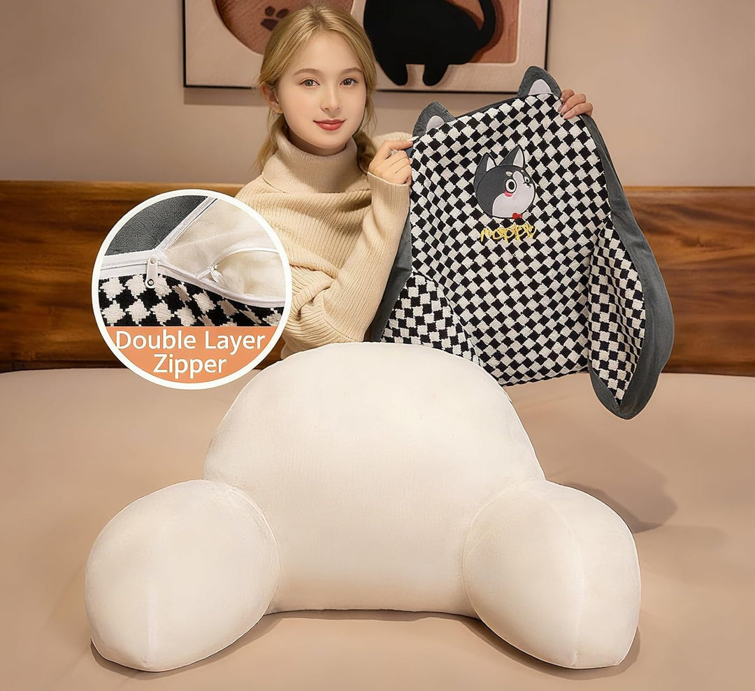 Rückenkissen für Bett und Sofa mit Armlehnen Ergonomisches Lesekissen Erwachsene Atmungsaktives Lese
