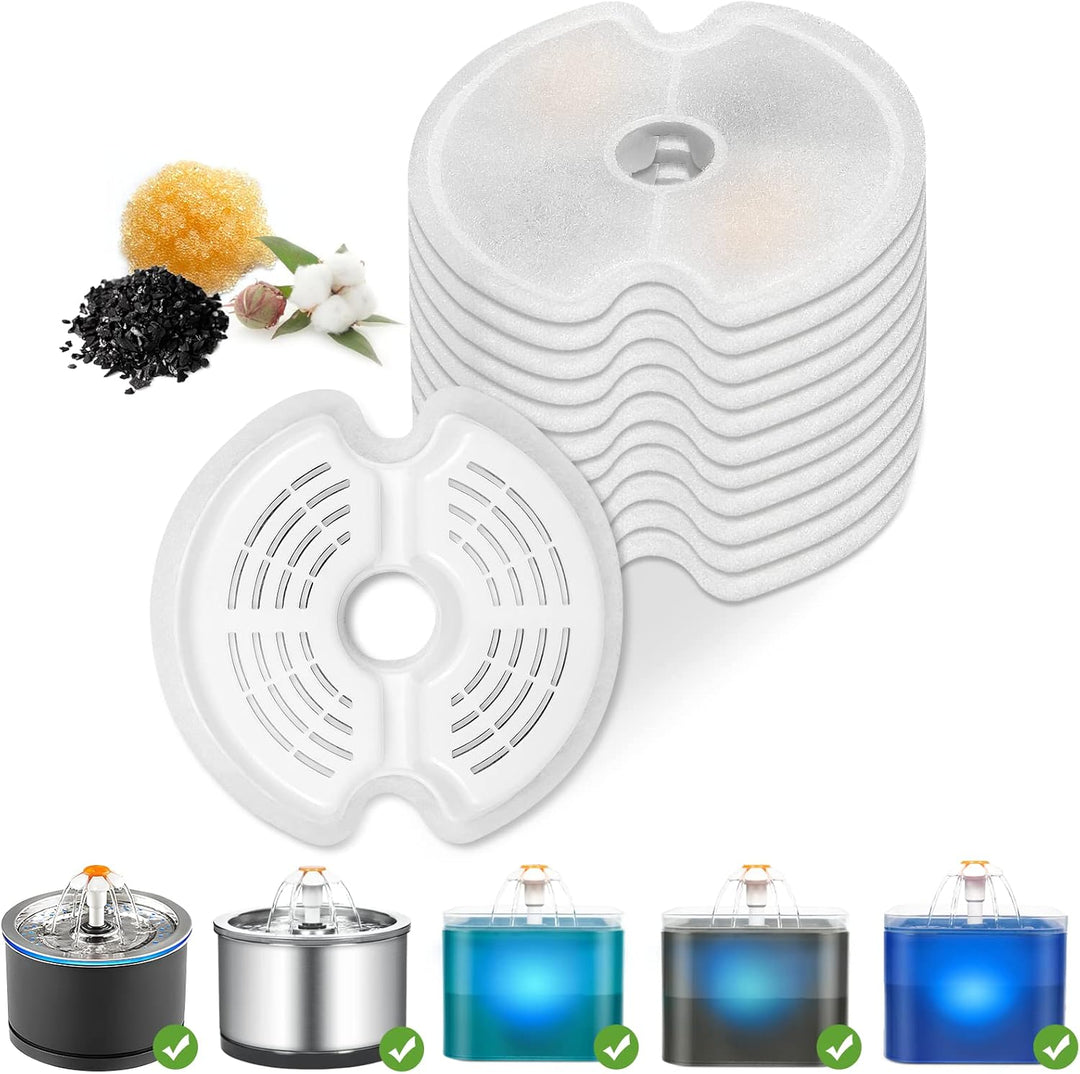 12 Stück Filter Katzenbrunnen für 2L LED Katzenbrunnen und 2.5L Trinkbrunnen für Katze, Ersatzfilter