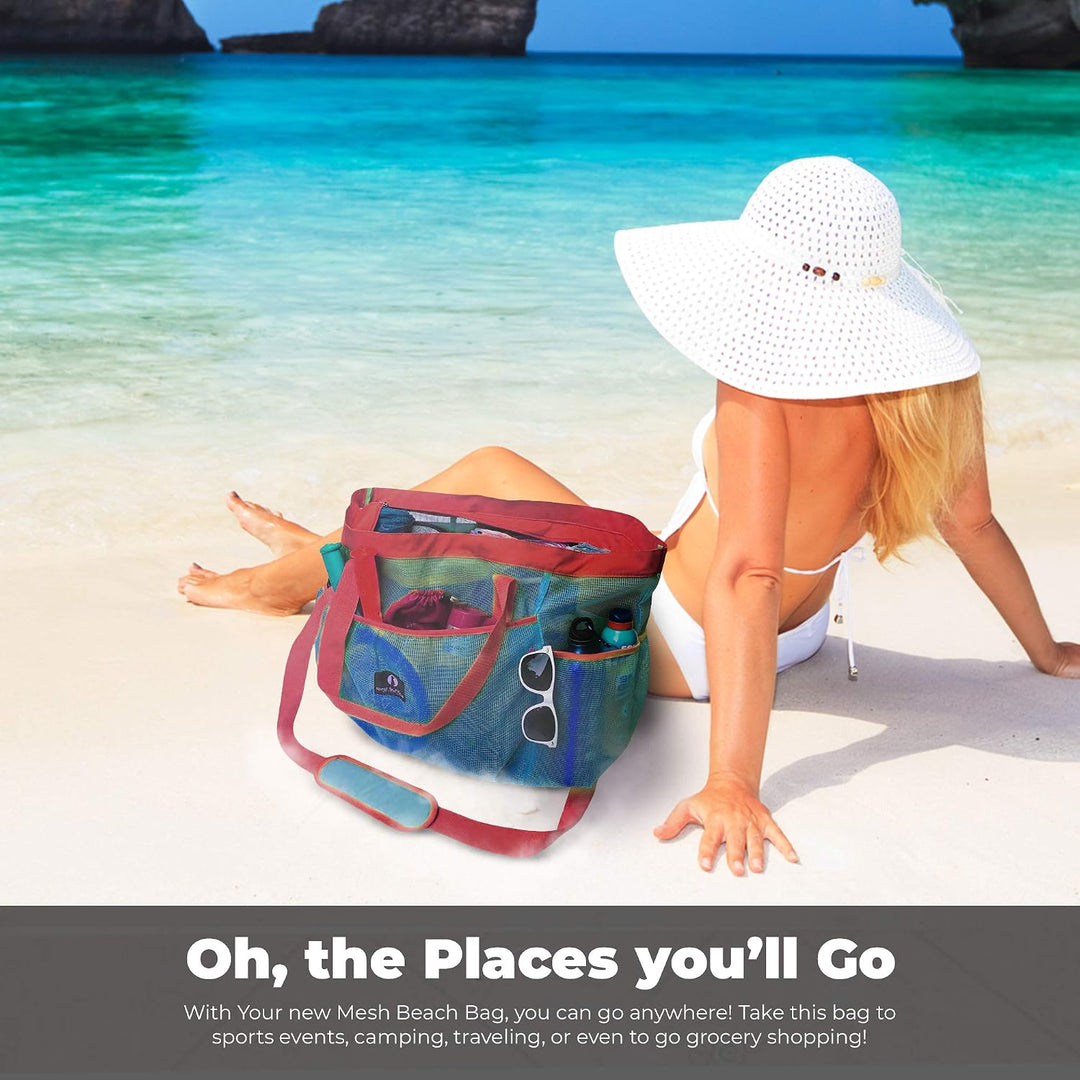 Red Suricata Ra-rso-lamebeba1 Netz-Strandtasche Blau/Rot, Blau/Rot