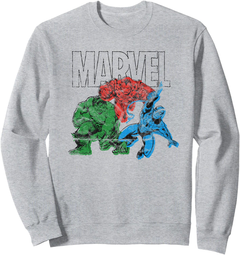 Marvel Trio Hulk Iron Man Spider-Man Sweatshirt