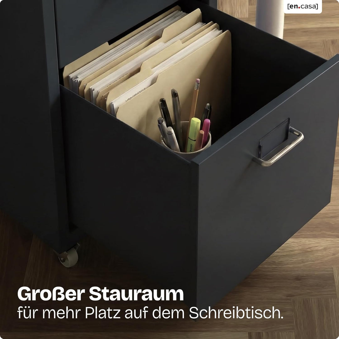 [en.casa] Rollcontainer Kökar Schubladenschrank Metall Aktenschrank mit 8 Schubladen Bürowagen mit R
