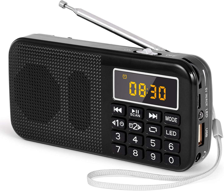 PRUNUS J-725 FM UKW Radio Klein, Digital Radio mit 3000mAh Wiederaufladbare Batterie, Kofferradio Tr