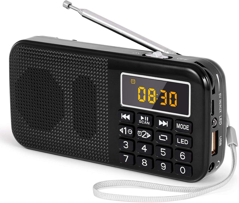 PRUNUS J-725 FM UKW Radio Klein, Digital Radio mit 3000mAh Wiederaufladbare Batterie, Kofferradio Tr