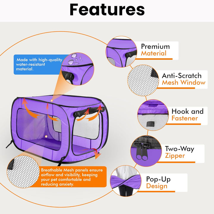 Beatrice Home Fashions SOLPPK00PUR Pop Up Pet Kennel Portable Pet Kennel Cage, Purple violett, viole