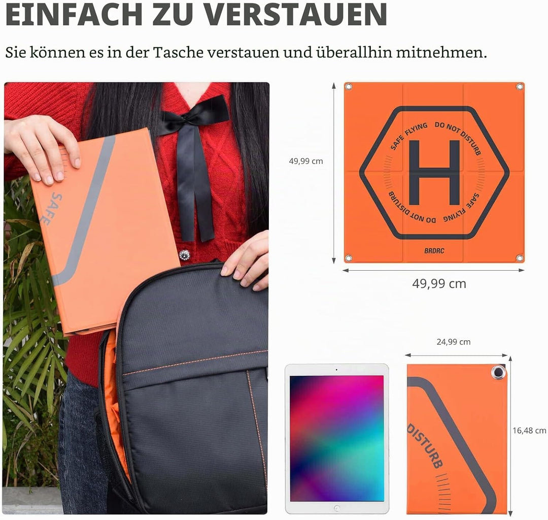 BRDRC 50cm Drohnen-Landeplatz, universal, faltbar, doppelseitig, wasserdicht, Helipad für DJI Mini 4