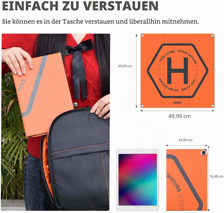 BRDRC 50cm Drohnen-Landeplatz, universal, faltbar, doppelseitig, wasserdicht, Helipad für DJI Mini 4