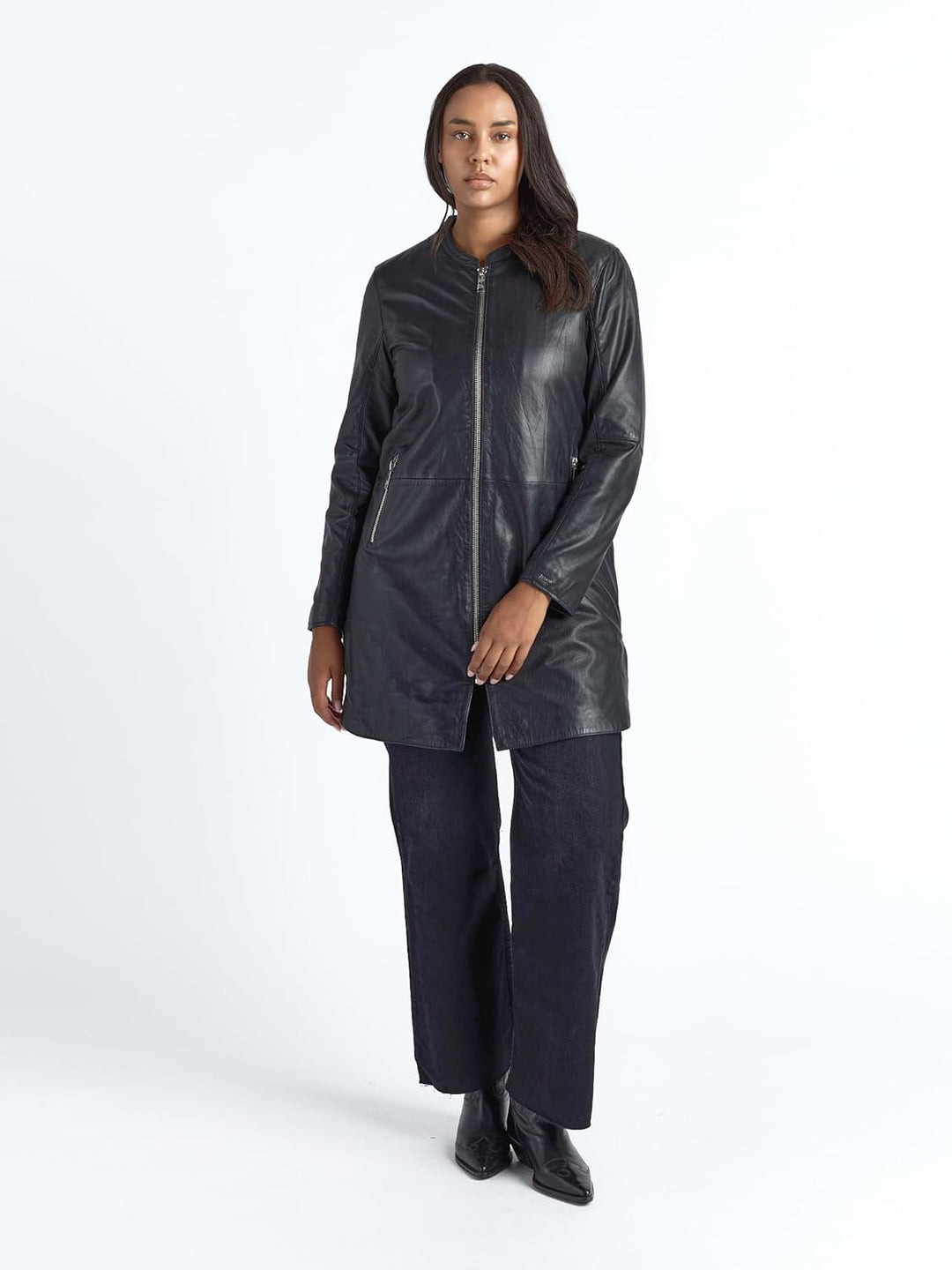 MAZE Damen Ledermantel 42023104 42 Schwarz, 42 Schwarz