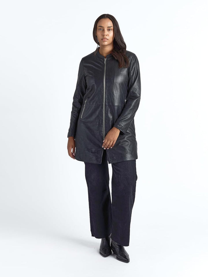 MAZE Damen Ledermantel 42023104 42 Schwarz, 42 Schwarz