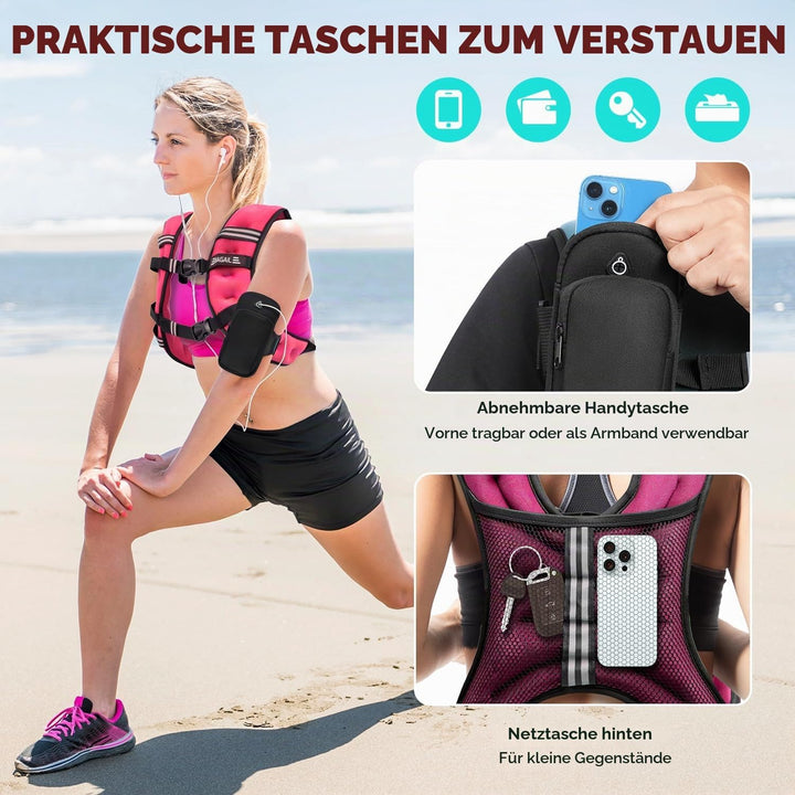 BAGAIL Gewichtsweste für Krafttraining, Brustgrösse Verstellbar, Praktische Tasche, mit Eisensand Ge