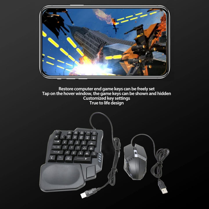 4 in 1 Mobile Game Combo -Pack, EIN Hand mit K13 -Tastatur, Maus, Konverter und Ständer, Keine Laten