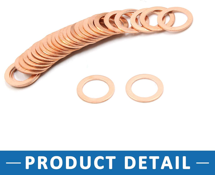 A ABSOPRO 30 Stück Kupferscheibe 13mm Innendurchm. Flache Dichtungsring