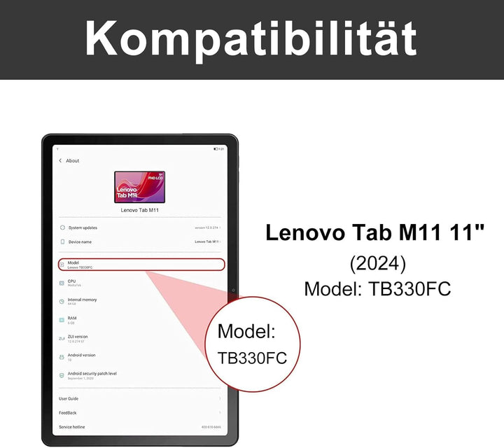 IVEOPPE Tastatur für Lenovo Tab M11, Hülle mit Tastatur für Lenovo M11 2024 11", Magnetische Bluetoo