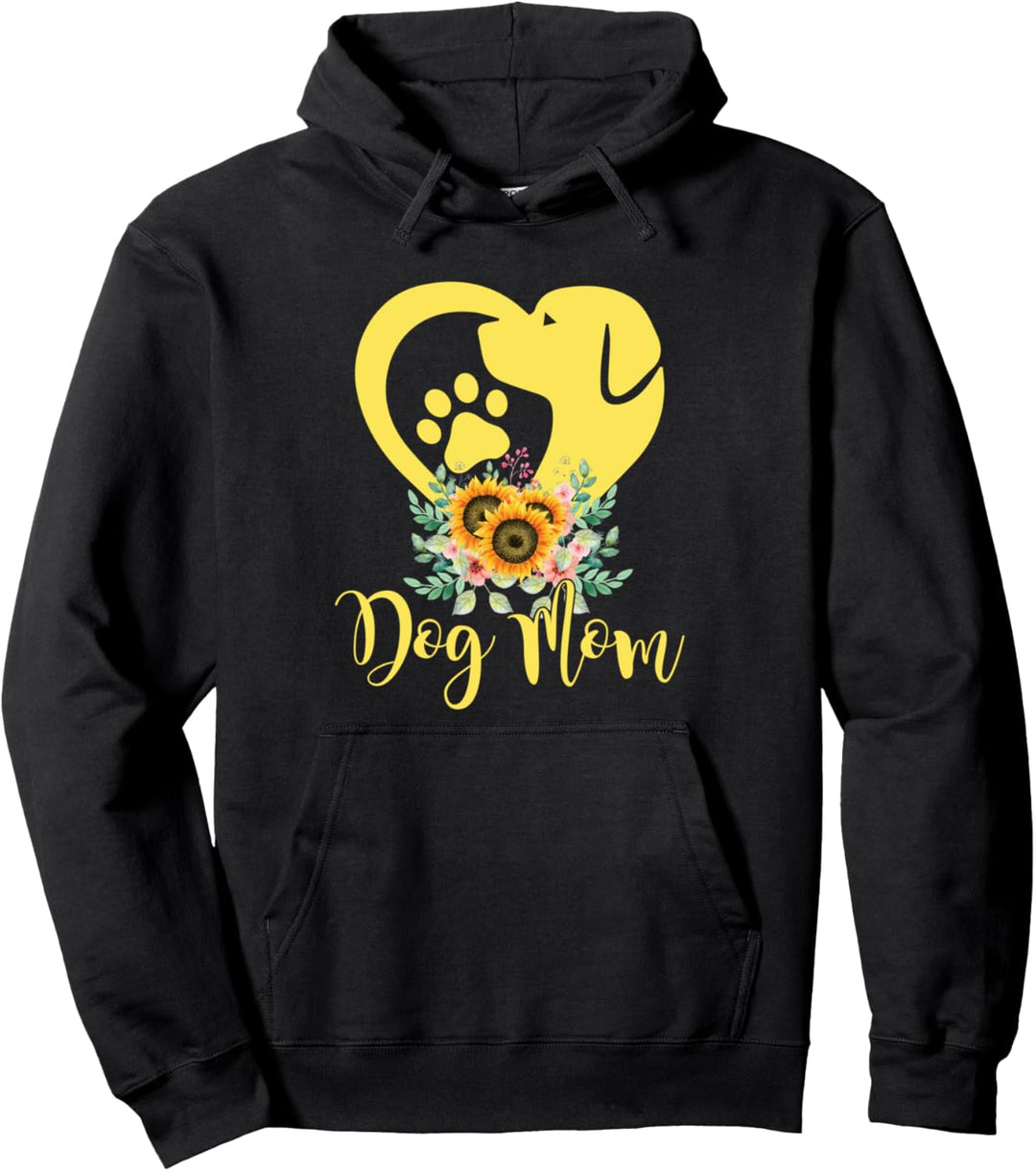 Hundemama Motiv - Dog Mom mit Sonnenblumen Pullover Hoodie