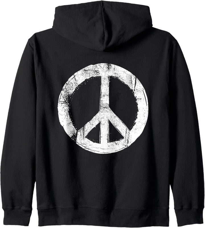 Retro Design Friedenszeichen Peace Zeichen Kapuzenjacke