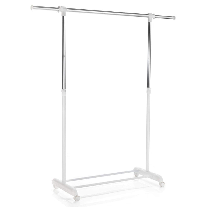 CARO-Möbel Rollgarderobe SALA Garderobenwagen Kleiderständer weiss höhenverstellbar und ausziehbar,