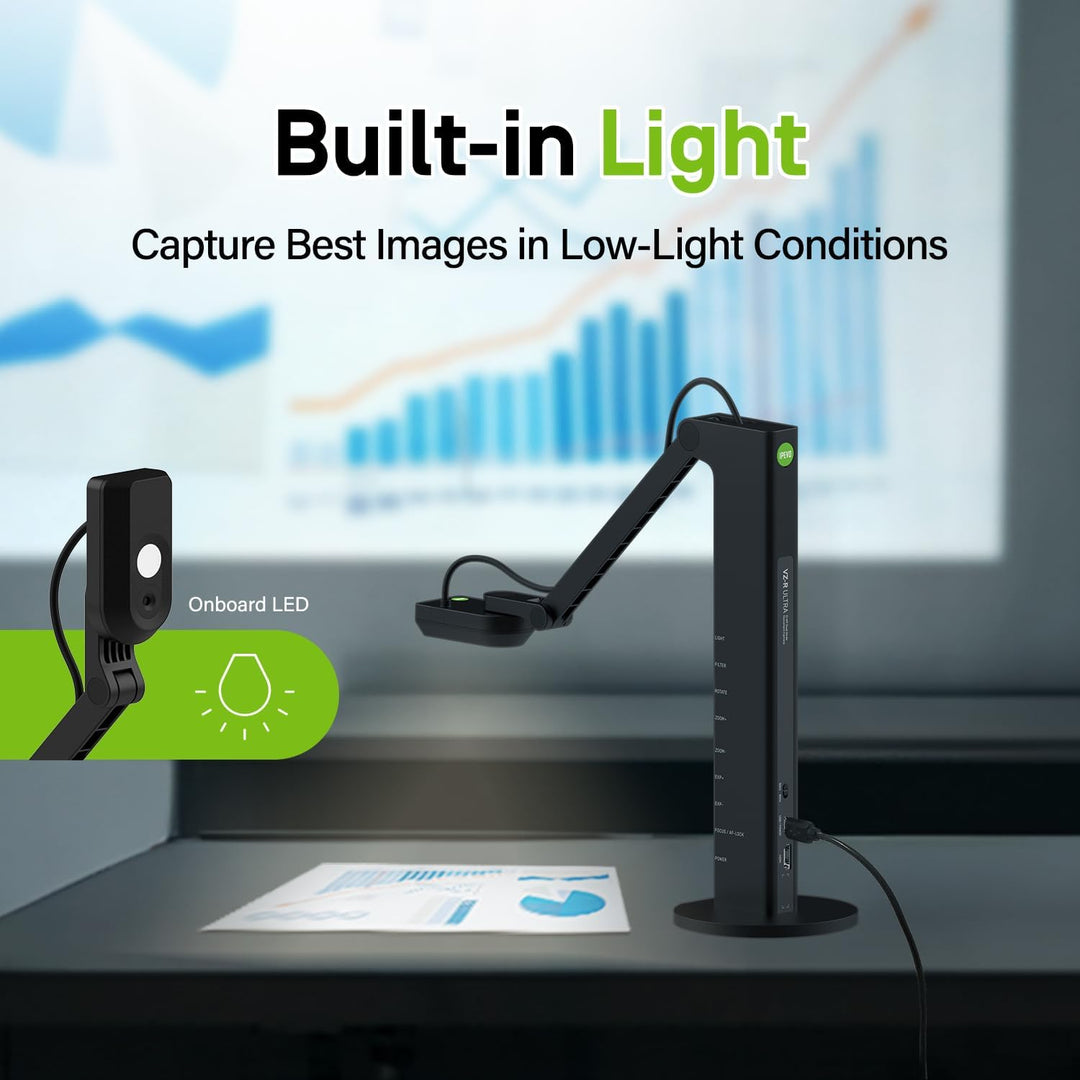 IPEVO VZ-R Ultra HDMI/USB Dual-Mode 13MP Dokumentenkamera, 4K, Mac, Windows, Chromebook, Verbindet s