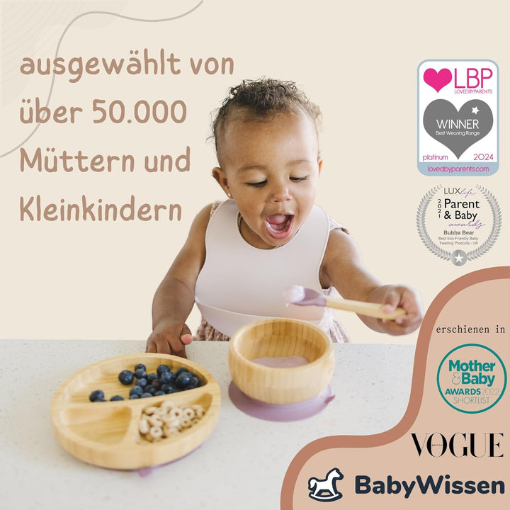 Bubba Bear Kindergeschirr-Set | Kinderteller mit Saugnapf | Geschirrset für Kleinkinder | Unterteilt