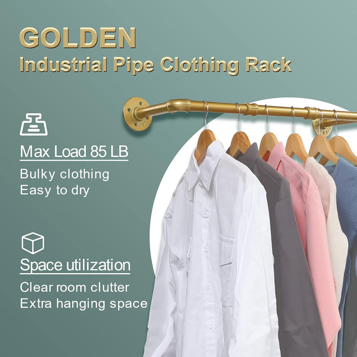 Kleiderstange Wandmontage Golden 76 cm, Klassische und Vintage Garderobenstange im Industrie-Design