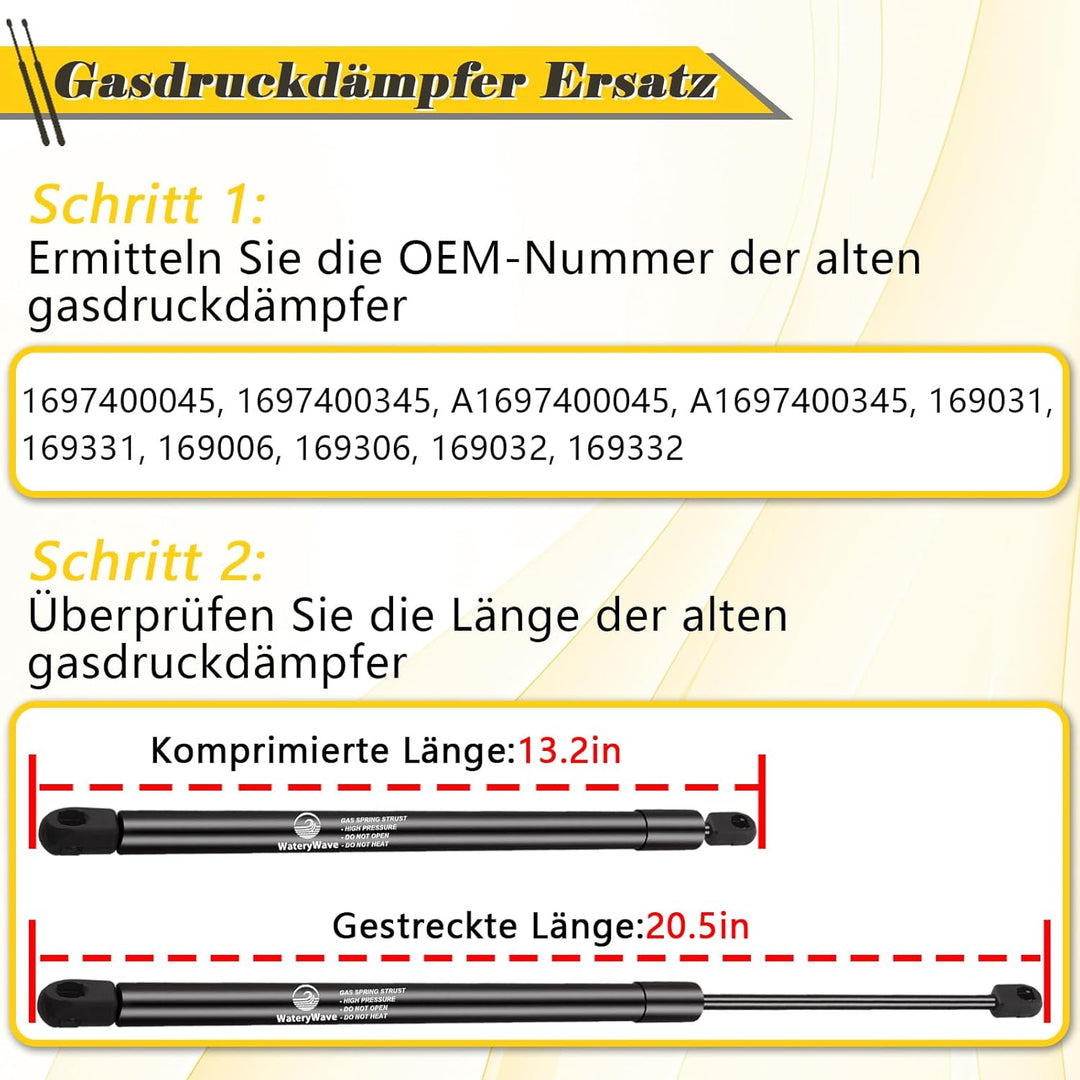2X Heckklappendämpfer für 2004-2012 W169 Benz A150 A160 A170 A180 A200 A-Class Fliessheck Gasdruckdä
