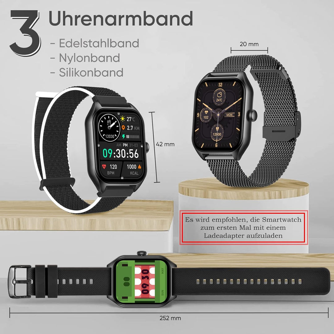 Dachma Uhr Damen Smartwatch telefonfunktion - Android smartwatch Damen mit Whatsapp Funktion 1.85" s