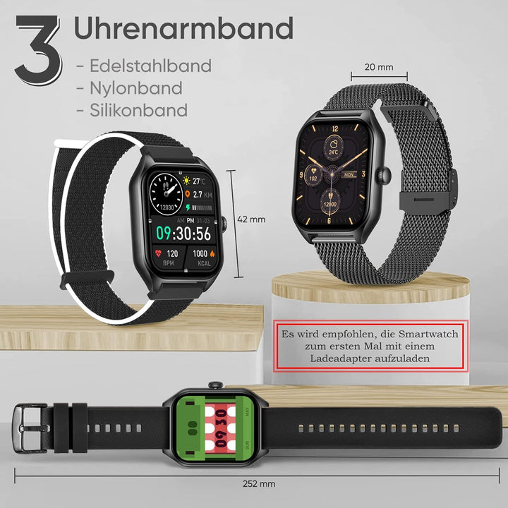 Dachma Uhr Damen Smartwatch telefonfunktion - Android smartwatch Damen mit Whatsapp Funktion 1.85" s