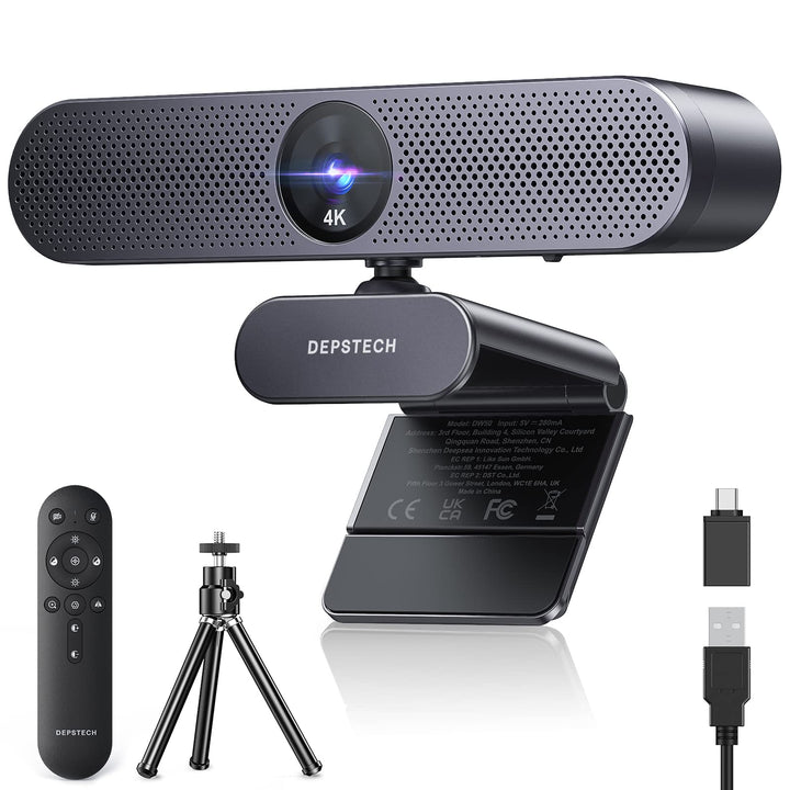 DEPSTECH DW50 Pro Webcam 4K, Ultra HD mit Mikrofon, 3-facher Zoom, 1/2.55 Sony Sensor, Duale Mics mi
