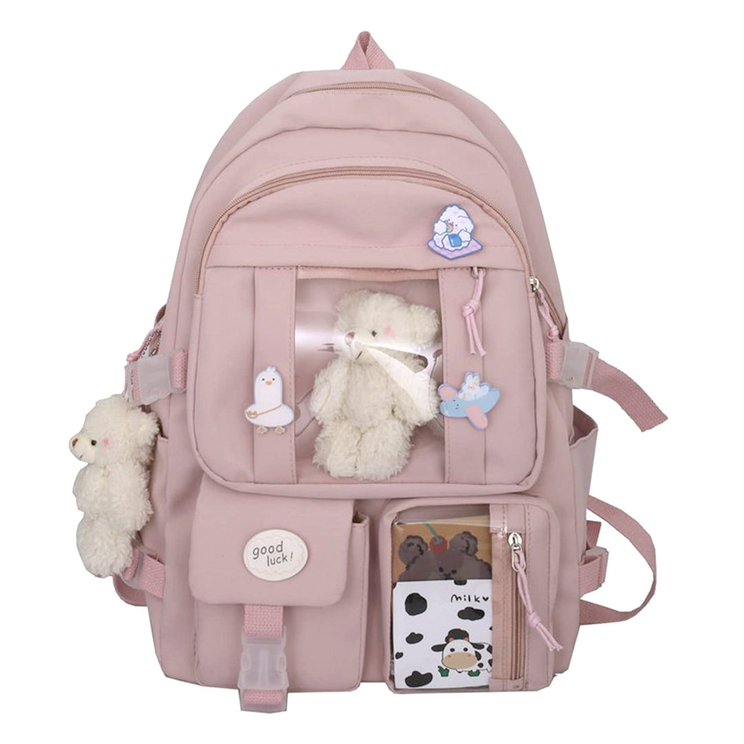 7VSTOHS Kawaii-Rucksack mit Kawaii-Anhänger und Zubehör für Teenager-Mädchen Rucksack-Schule Aesthet
