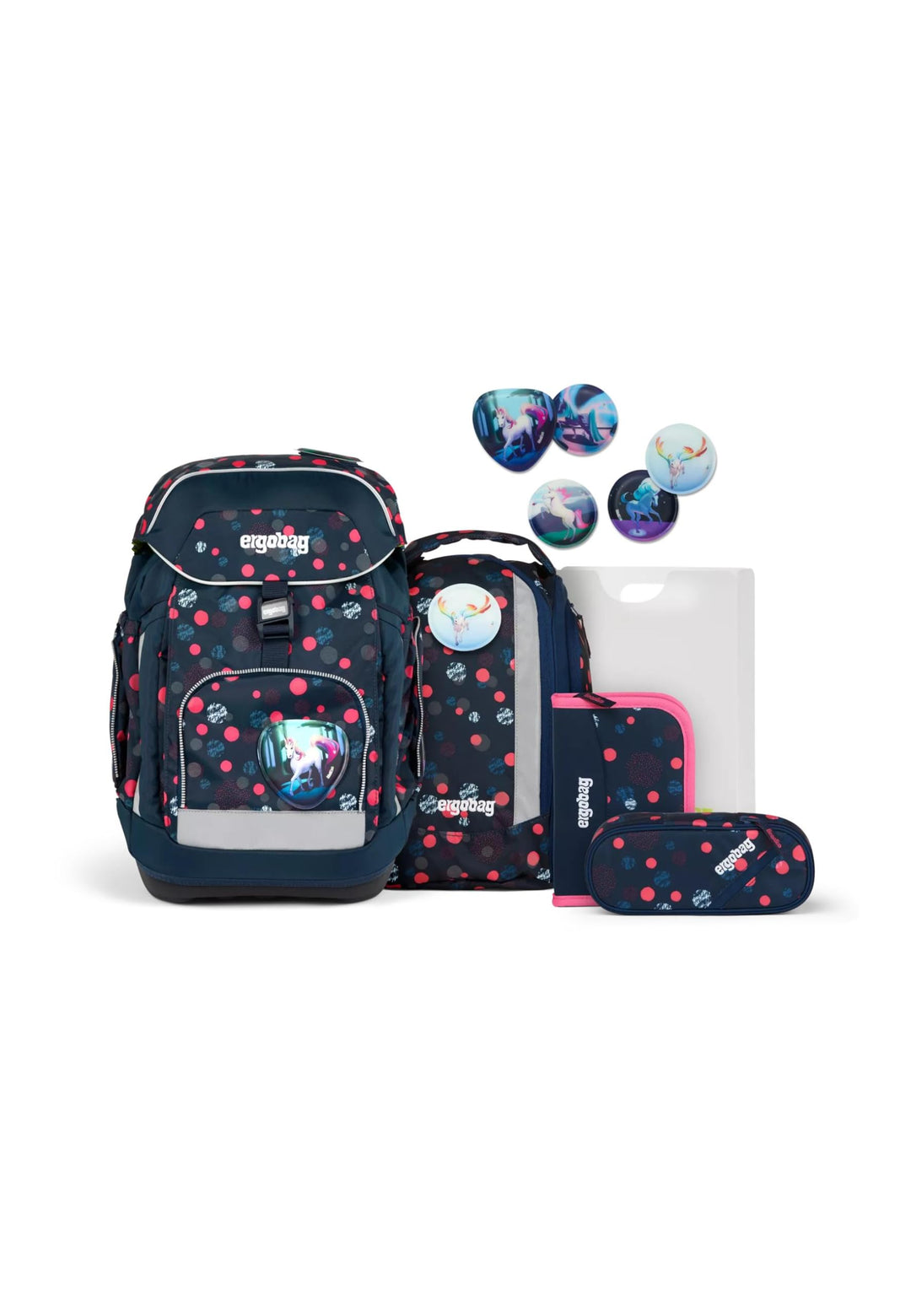 ergobag Maxi Schulrucksack Set 6-teilig, ergonomischer Schulrucksack Grundschule für Mädchen und Jun