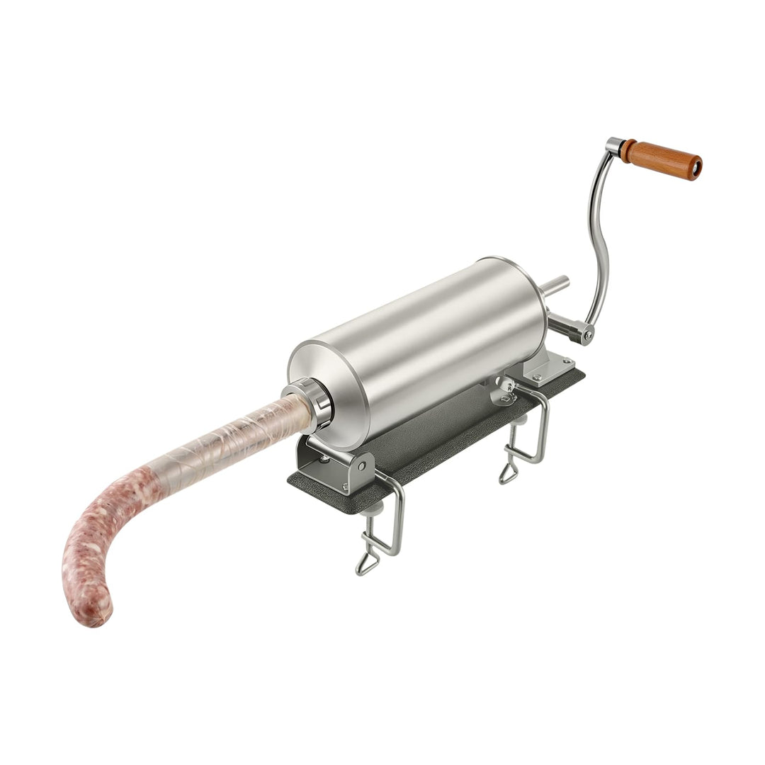 Manuelle Wurstfüllmaschine Horizontal 3L | Wurstfüller Aus Edelstahl Mit 4 Füllrohren, Handkurbel-Wu