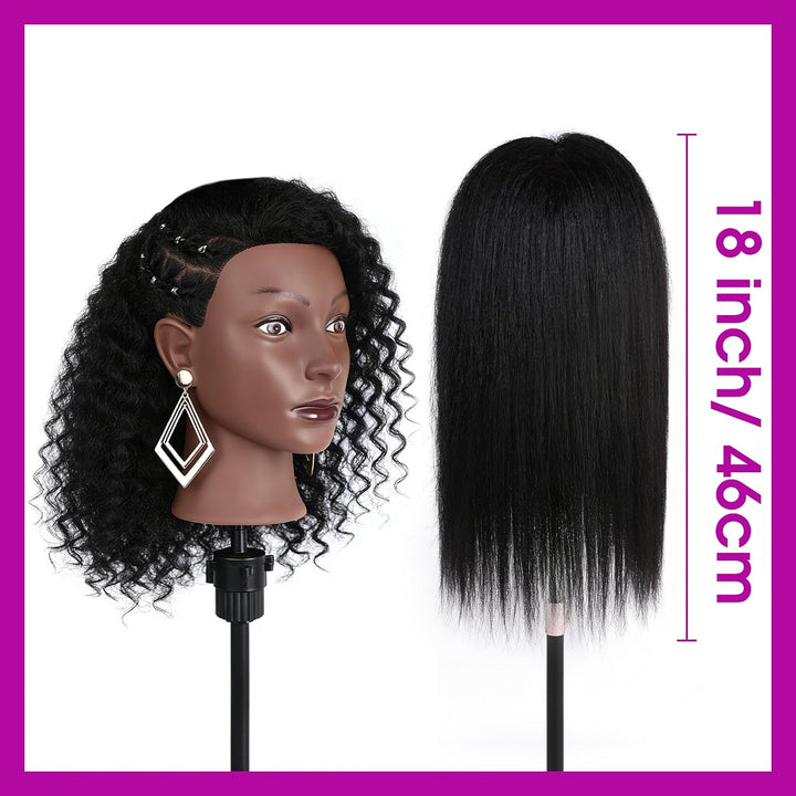 Frisierkopf 100% Echthaar Friseurkopf, TopDirect Übungskopf 22 Zoll 55cm Echthaar Kopf, Frisieren Tr