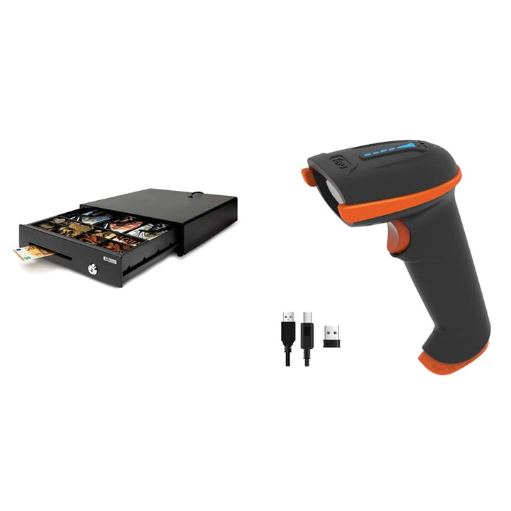 Safescan LD-3336 Leichte Kassenschublade, 36 x 33 x 8 cm & Tera Kabelloser Handheld-Barcode-Scanner