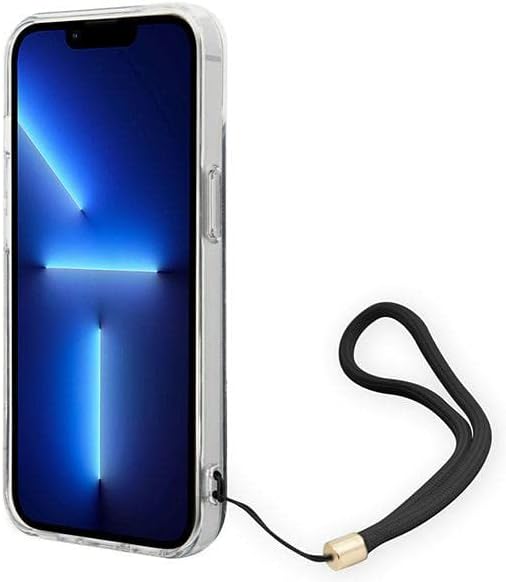 GUESS GUOHCP14SH4STK Hülle für iPhone 14 6,1" schwarz/Black hardcase 4G Print Strap