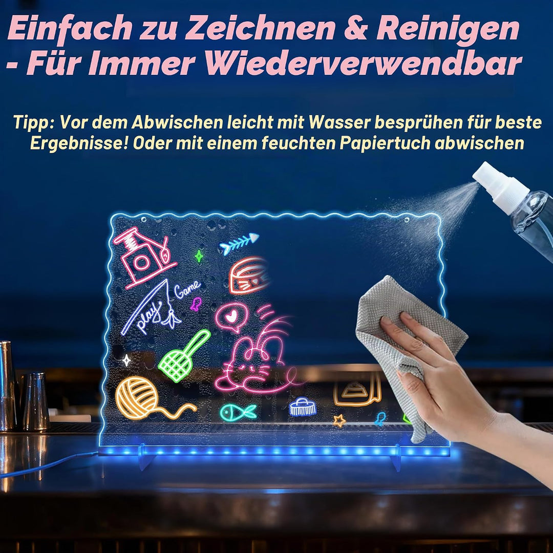 Ammonite Led Zeichenbrett Kinder, Leuchtendes Led Zeichenbrett mit Fernbedienung, 30x21cm Acryl Malt