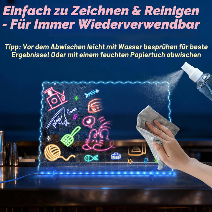 Ammonite Led Zeichenbrett Kinder, Leuchtendes Led Zeichenbrett mit Fernbedienung, 30x21cm Acryl Malt