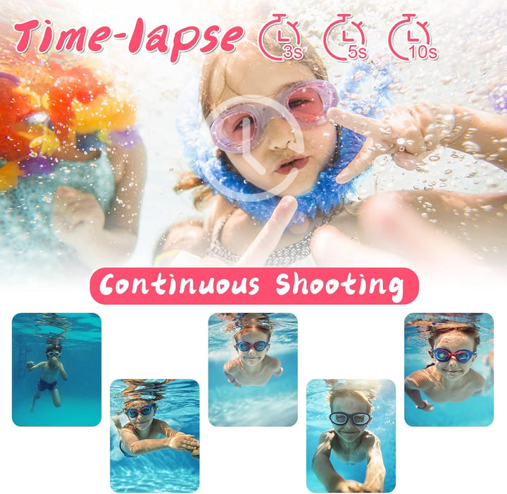 Ushining Kinderkamera Wasserdichte Kamera für Kinder, 1080P Digitalkamera Videokamera Selfie Kamera
